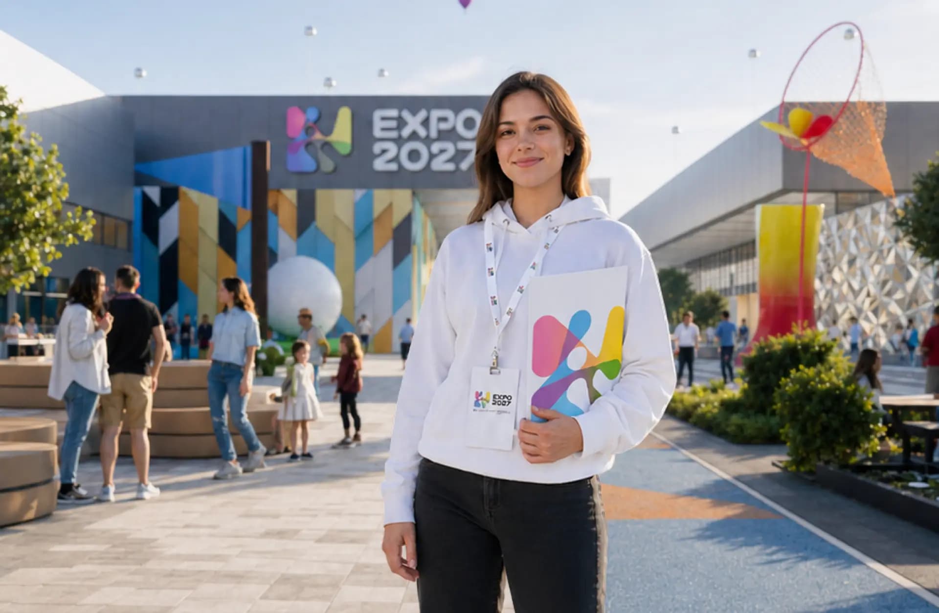 An EXPO 2027 volunteer
